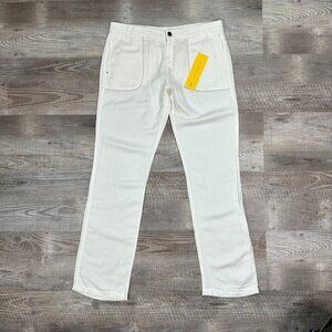 NWT LOLE Winnie Linen Blend White Pants Straight Leg Women's Size 8 x 33"